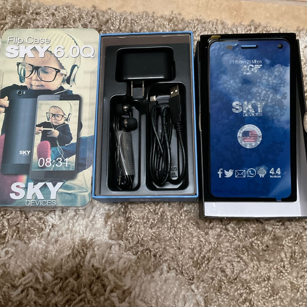 SKY 6.0Q COLOR BLACK ALL INFORMATION IS ON BOX with FLIP CASE BRAND NEW
